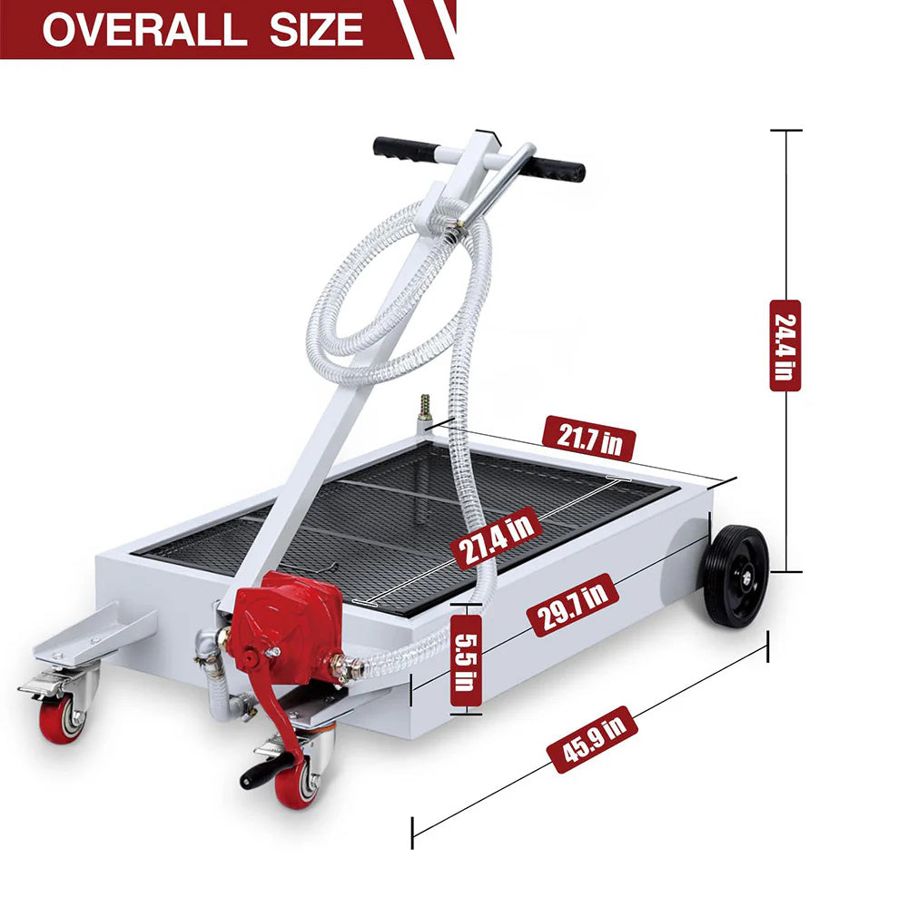Garvee Ölauffangwanne 57 L mit Handpumpe & 2.4 m Schlauch, Flach, Silber