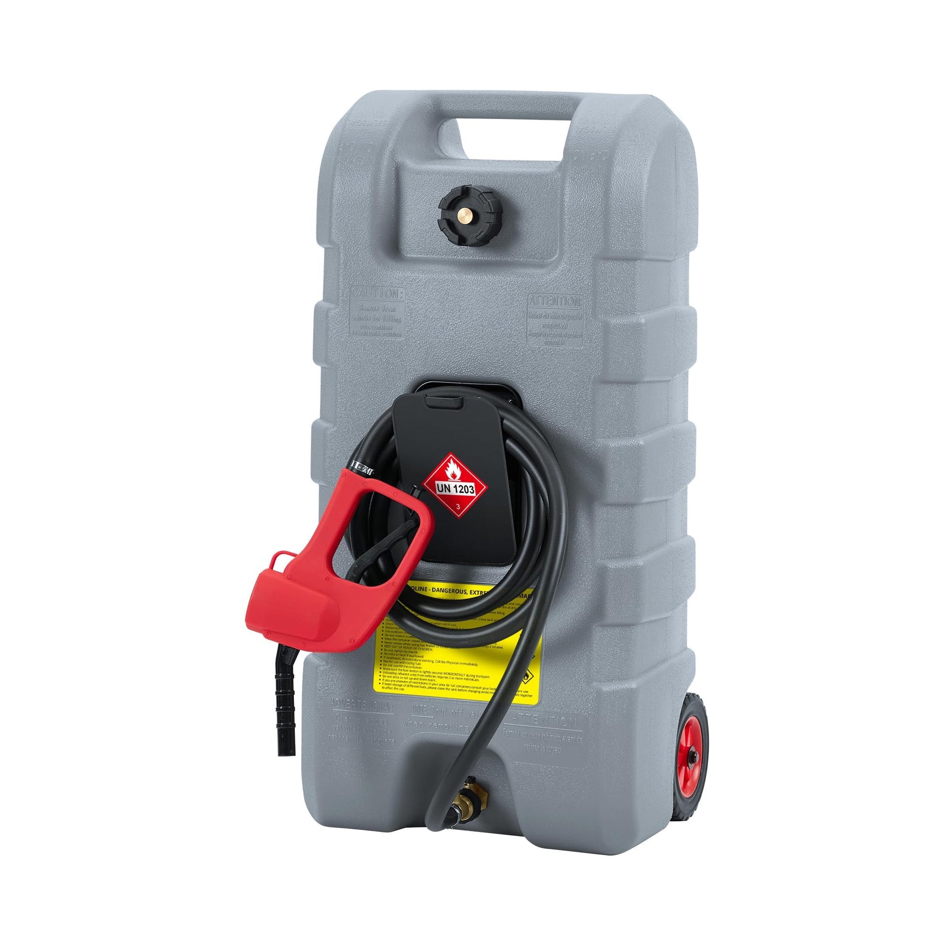 GARVEE Mobiler Kraftstoffkanister 57 L mit Rädern und Handpumpe, Tragbarer Benzinkanister für Auto, Boot, Rasenmäher, ATV und Landwirtschaft, Grau