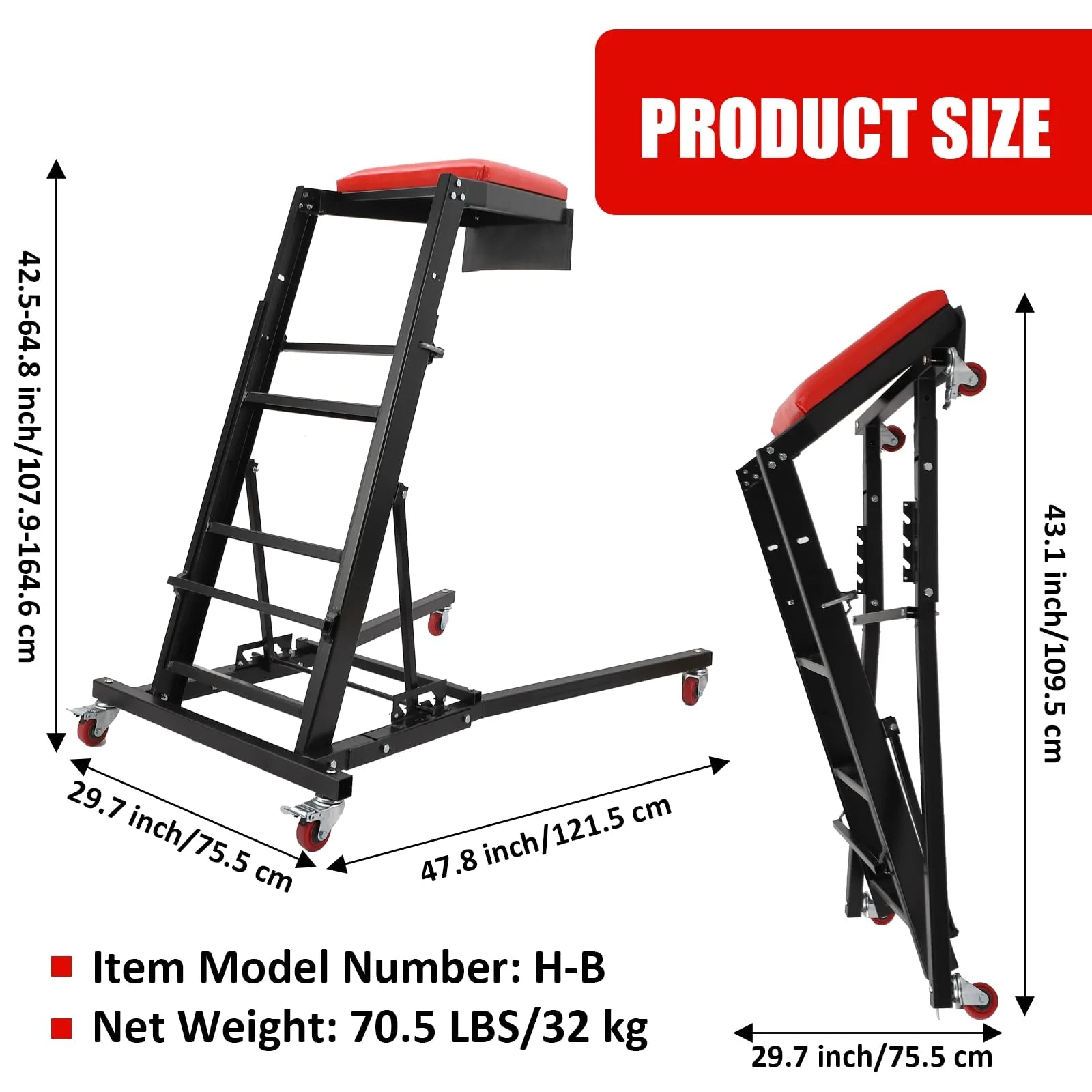 GARVEE Rollbar Automotive Topside Creeper, Engine Creeper 108–165 cm Einstellbar, 181 kg Kapazität High Top Creeper, 4 Lenkrollen, Gepolstertes Deck, Creeper für die Garage zu Hause, Doppelholm