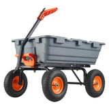 Garvee Schwerlast Gartenkippwagen – 363 kg Tragkraft, Geländereifen, 2-in-1 Griff, Metallrahmen, Grau - Grau & Orange