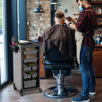 Garvee Salon-Rollwagen mit 6 Schubladen – Rollbarer Wagen mit Haartrocknerhalter für Salon & Studio, Schwarz