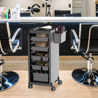 Garvee Salon-Rollwagen mit 6 Schubladen – Rollbarer Wagen mit Haartrocknerhalter für Salon & Studio, Schwarz