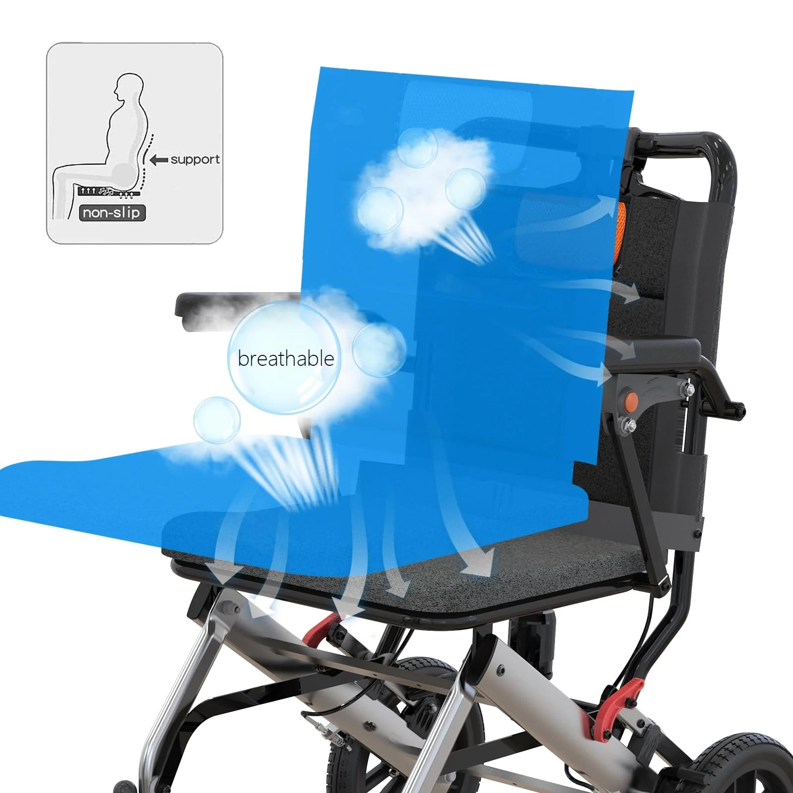 GARVEE Leichtgewicht Rollstuhl für Senioren, Faltbarer Aluminium Rollstuhl mit Klappbaren Armlehnen und Sicherheitsbremsen, Komfortabler Transportrollstuhl für Innen & Außen