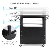 GARVEE 117 x 48 cm Höhenverstellbarer AV-Wagen – Abschließbarer Schrank, Laptopständer, Ausziehbare Ablagen, Extra Stauraum, Schwarz