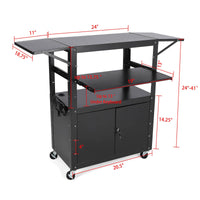 GARVEE 117 x 48 cm Höhenverstellbarer AV-Wagen – Abschließbarer Schrank, Laptopständer, Ausziehbare Ablagen, Extra Stauraum, Schwarz