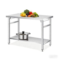 Garvee Klapptisch Edelstahl 91×61×70 cm – Klappbar, höhenverstellbares Unterregal, 2 Ebenen, rostfrei, ideal für Küche, Garage & Gastronomie