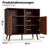 Garvee Sideboard 80 × 40 × 80 cm mit 2 Türen, 2 offenen Fächern und 4 Innenfächern, Buffetschrank für Wohnzimmer, Esszimmer und Küche