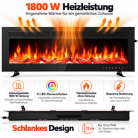 Garvee 72-Zoll Elektrokamin 183 cm mit 1800 W Heizung, 12 LED-Flammenfarben, Fernbedienung und Touch-Panel