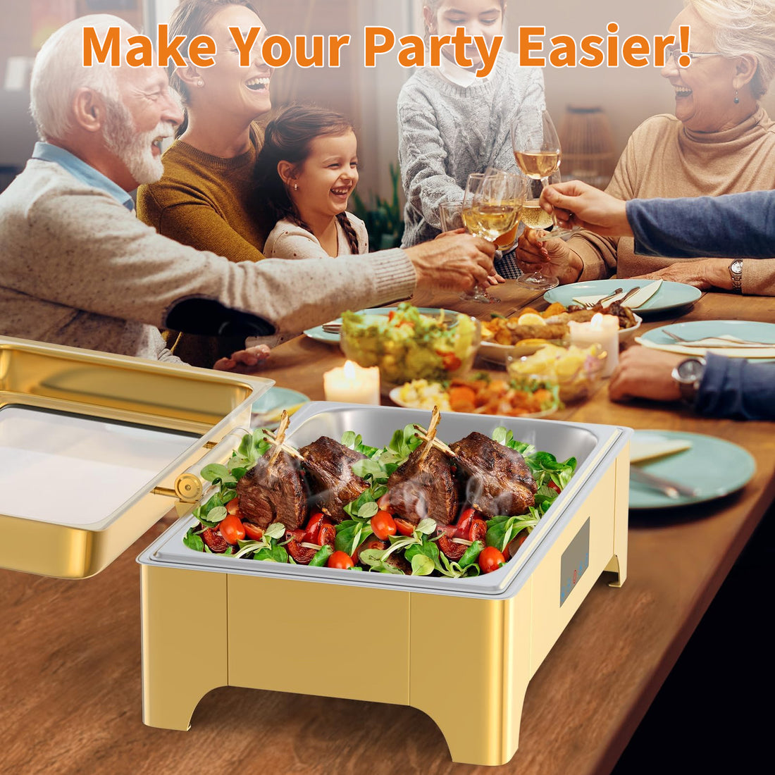 Garvee Gastro-Warmhaltebehälter 9 L aus Edelstahl, Chafing Dish für Buffet, Catering, Hotel, Feiern und Veranstaltungen