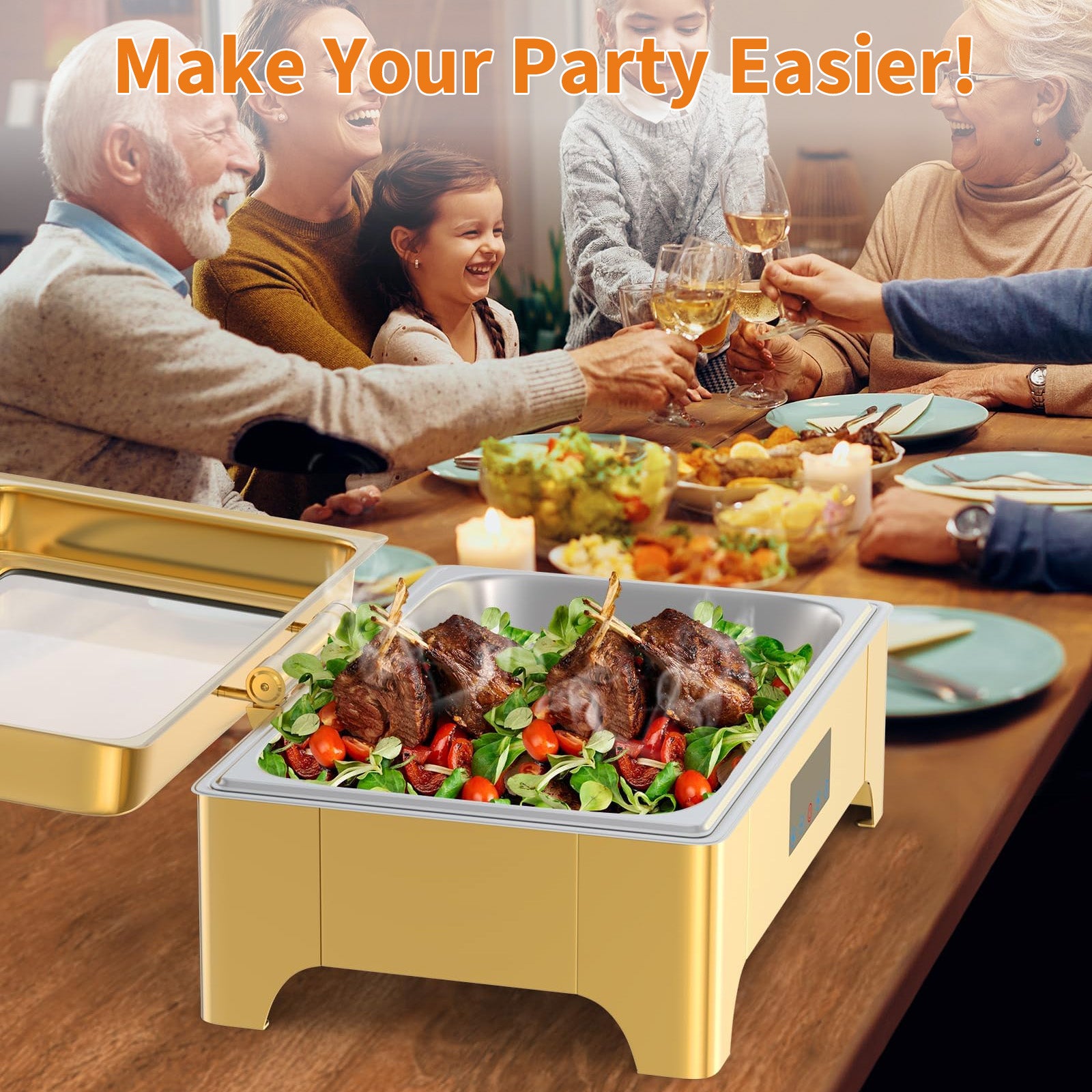 Garvee Gastro-Warmhaltebehälter 9 L aus Edelstahl, Chafing Dish für Buffet, Catering, Hotel, Feiern und Veranstaltungen