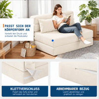 Garvee 4-in-1 Schlafsofa aus Cord, klappbar, für Wohnzimmer und Gästezimmer, Beige