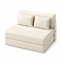 Garvee 4-in-1 Schlafsofa aus Cord, klappbar, für Wohnzimmer und Gästezimmer, Beige