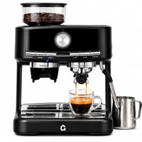 Garvee 20-Bar Espressomaschine mit Mahlwerk & Milchaufschäumer, 30 Mahlgrade, 58-mm-Siebträger, 1,5-L-Wassertank, Halbautomatisch