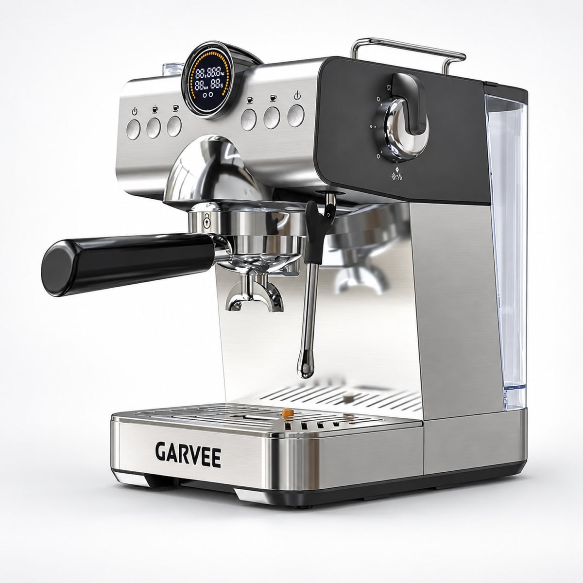 Garvee 20-Bar Siebträgermaschine, halbautomatisch Espressomaschine mit LED-Display, Milchaufschäumer, Dampfdüse, 1450 W, 1,5-L-Wassertank für Espresso, Cappuccino