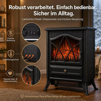Garvee Freistehender Elektrokamin mit 3-seitiger Sicht, 900/1800 W Heizung, 3D-Multicolor-Flamme & Thermostat – mobil aufstellbar