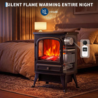 Garvee Freistehender Elektrokamin mit 3-seitiger Sicht, 900/1800 W Heizung, 3D-Multicolor-Flamme & Thermostat – mobil aufstellbar