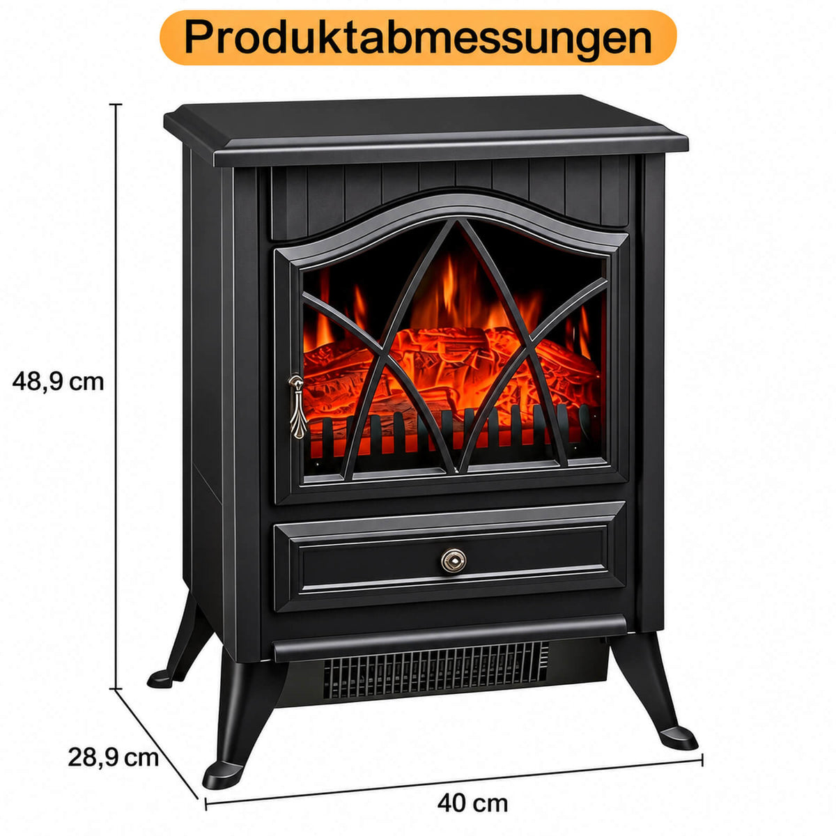 Garvee Freistehender Elektrokamin mit 3-seitiger Sicht, 900/1800 W Heizung, 3D-Multicolor-Flamme & Thermostat – mobil aufstellbar
