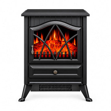Garvee Freistehender Elektrokamin mit 3-seitiger Sicht, 900/1800 W Heizung, 3D-Multicolor-Flamme & Thermostat – mobil aufstellbar
