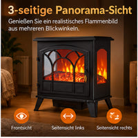 Garvee Freistehender Elektrokamin mit 3-seitiger Panorama-Sicht, 950/1850 W Heizlüfter, Fernbedienung, Thermostat & Timer – mobil aufstellbar