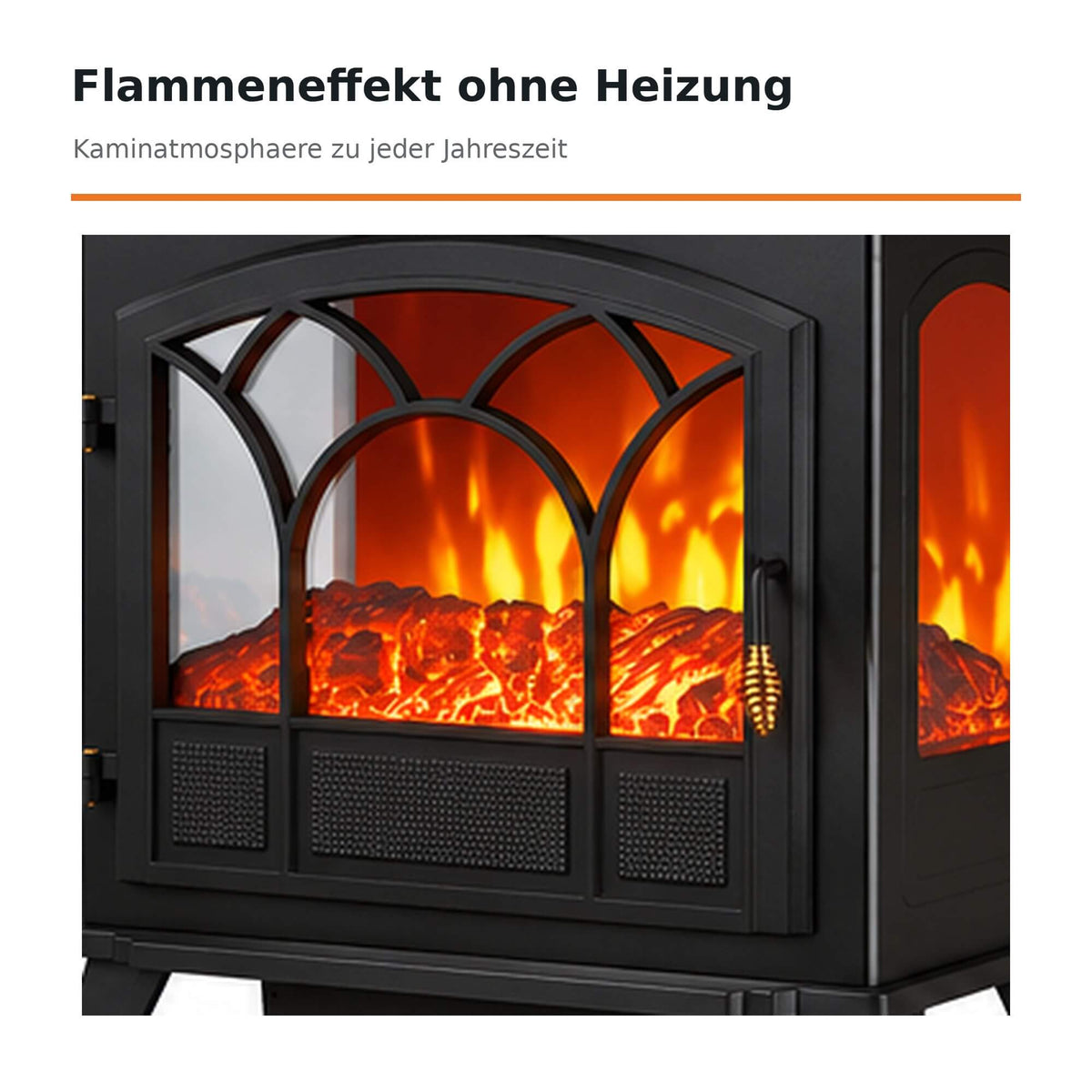 Garvee Freistehender Elektrokamin mit 3-seitiger Panorama-Sicht, 950/1850 W Heizlüfter, Fernbedienung, Thermostat & Timer – mobil aufstellbar