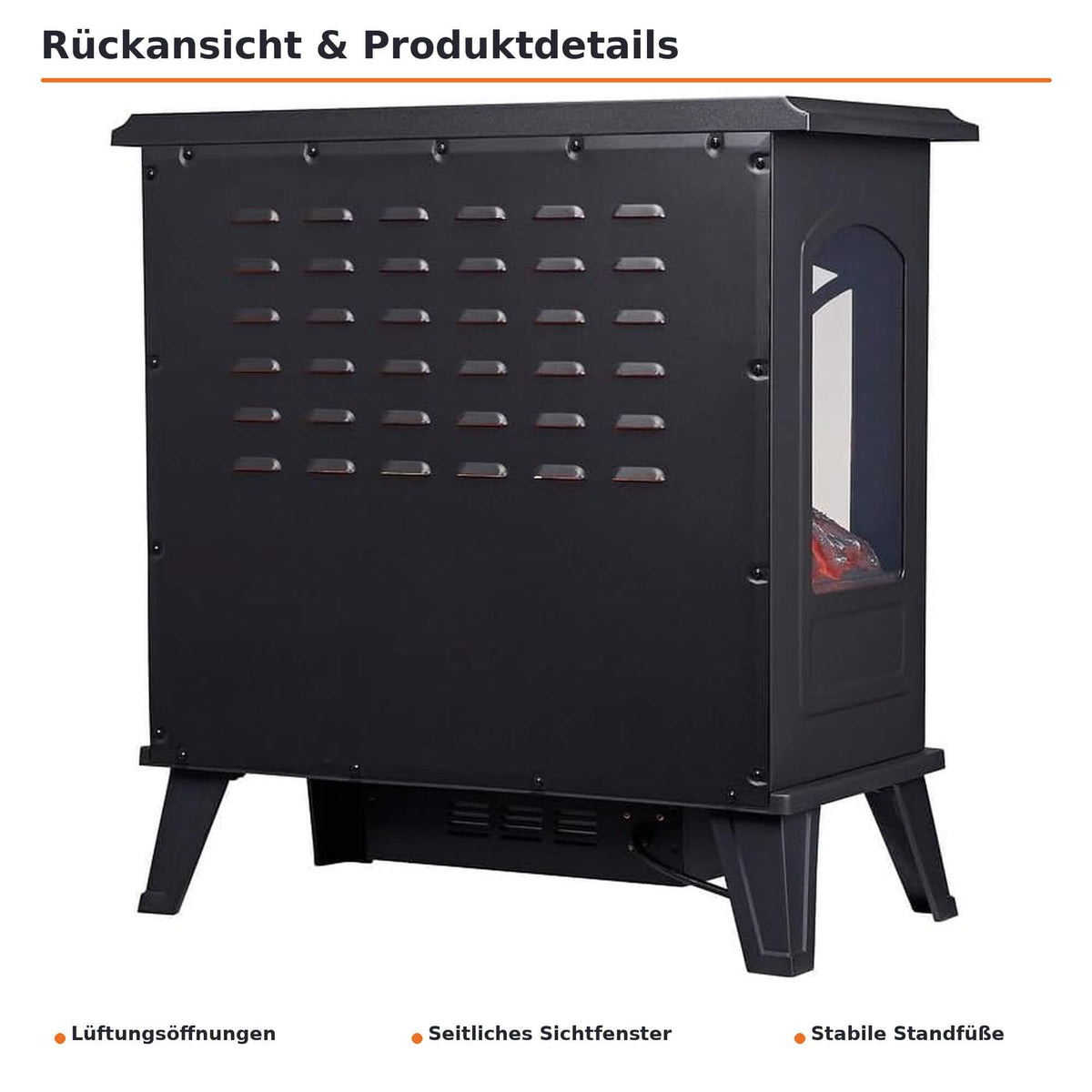 Garvee Freistehender Elektrokamin mit 3-seitiger Panorama-Sicht, 950/1850 W Heizlüfter, Fernbedienung, Thermostat & Timer – mobil aufstellbar