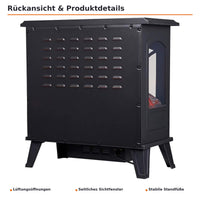 Garvee Freistehender Elektrokamin mit 3-seitiger Panorama-Sicht, 950/1850 W Heizlüfter, Fernbedienung, Thermostat & Timer – mobil aufstellbar