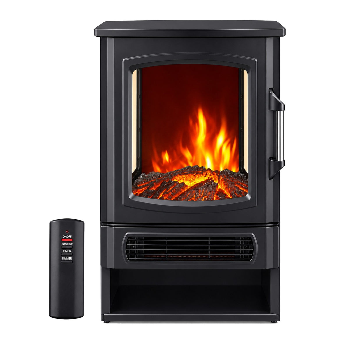 Garvee Freistehender Elektrokamin mit 3-seitiger Sicht, 1000/2000 W Heizung, Multicolor-Flamme & Thermostat – mobil aufstellbar