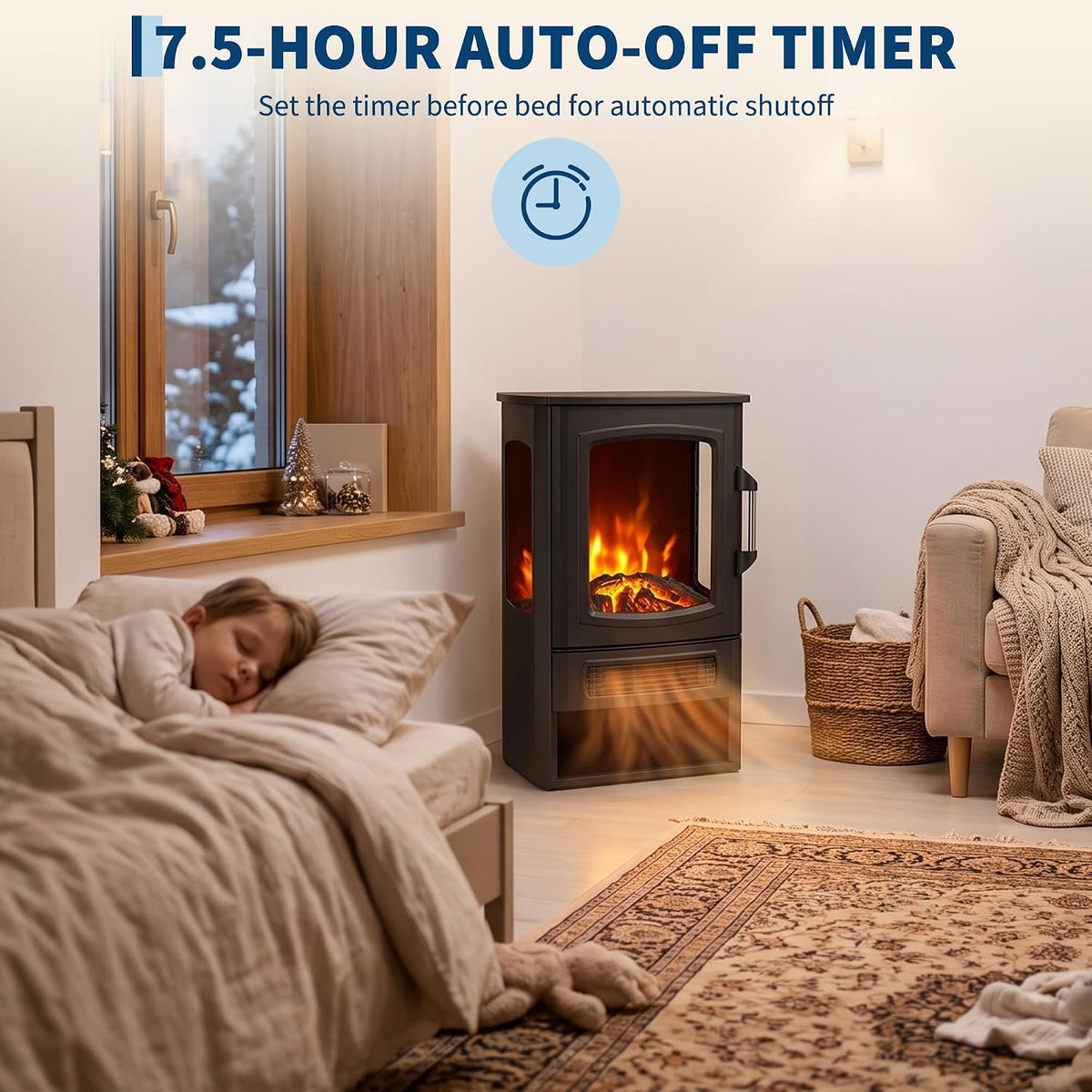 Garvee Freistehender Elektrokamin mit 3-seitiger Sicht, 1000/2000 W Heizung, Multicolor-Flamme & Thermostat – mobil aufstellbar