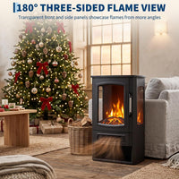 Garvee Freistehender Elektrokamin mit 3-seitiger Sicht, 1000/2000 W Heizung, Multicolor-Flamme & Thermostat – mobil aufstellbar