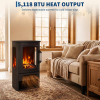 Garvee Freistehender Elektrokamin mit 3-seitiger Sicht, 1000/2000 W Heizung, Multicolor-Flamme & Thermostat – mobil aufstellbar