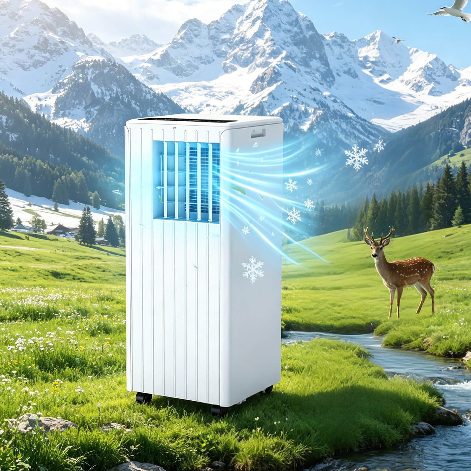 GARVEE Mobile Klimaanlage 9000 BTU, Energieeffizientes Klimagerät mit Kühl-, Entfeuchtungs- & Ventilatorfunktion, Leiser Betrieb, Kompakt für Zuhause & Büro