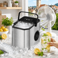 GARVEE Eiswürfelmaschine 26lbs/24h – 9 Eiswürfel in 6 Min, Edelstahl, Selbstreinigung, inkl. Eisschaufel & Korb für Party, Büro, Bar, Wohnmobil