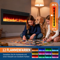 Garvee 127cm Elektrokamin mit Heizung, 900W/1800W, 12 Flammenfarben, Fernbedienung & App, Wand-/Einbau-/Standkamin, Schwarz
