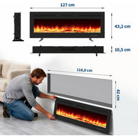 Garvee 127cm Elektrokamin mit Heizung, 900W/1800W, 12 Flammenfarben, Fernbedienung & App, Wand-/Einbau-/Standkamin, Schwarz