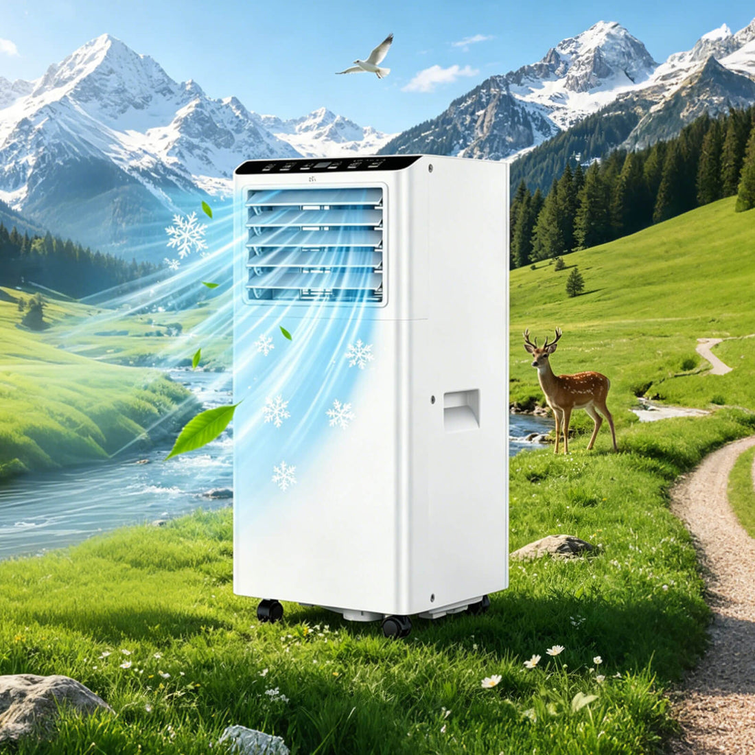 GARVEE Mobile Klimaanlage 9000 BTU, 3-in-1 Klimagerät mit Kühl-, Entfeuchtungs- & Ventilatorfunktion, 2-stufiger Lüfter, Schlafmodus, Fensterkit & Abluftschlauch, Fernbedienung für Zuhause & Büro