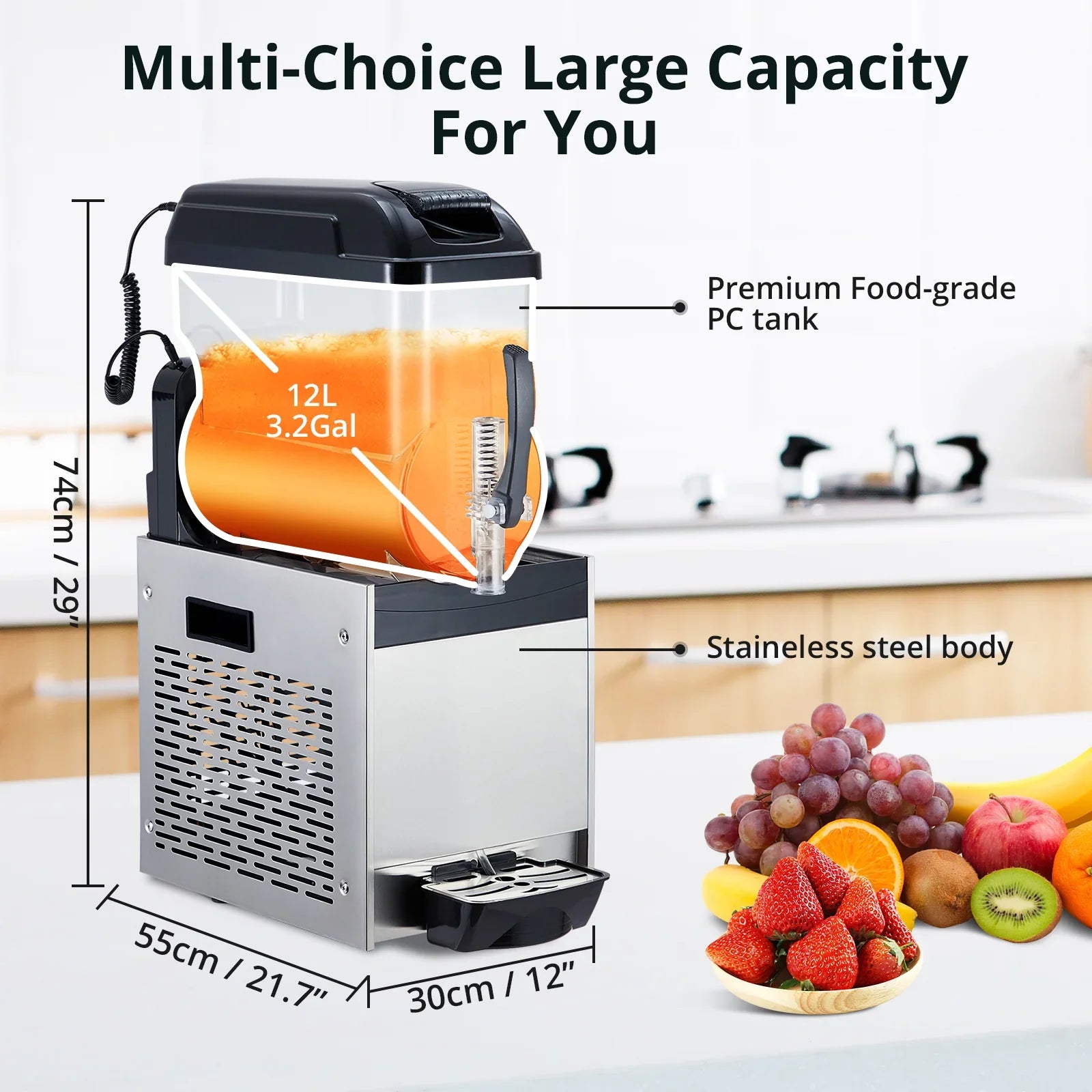 Garvee Professionelle Slush Maschine 12 L, Frozen Drink Maschine mit Selbstreinigung für Cocktails, Margaritas, Smoothies und Granita, Ideal für Café, Bar und Restaurant