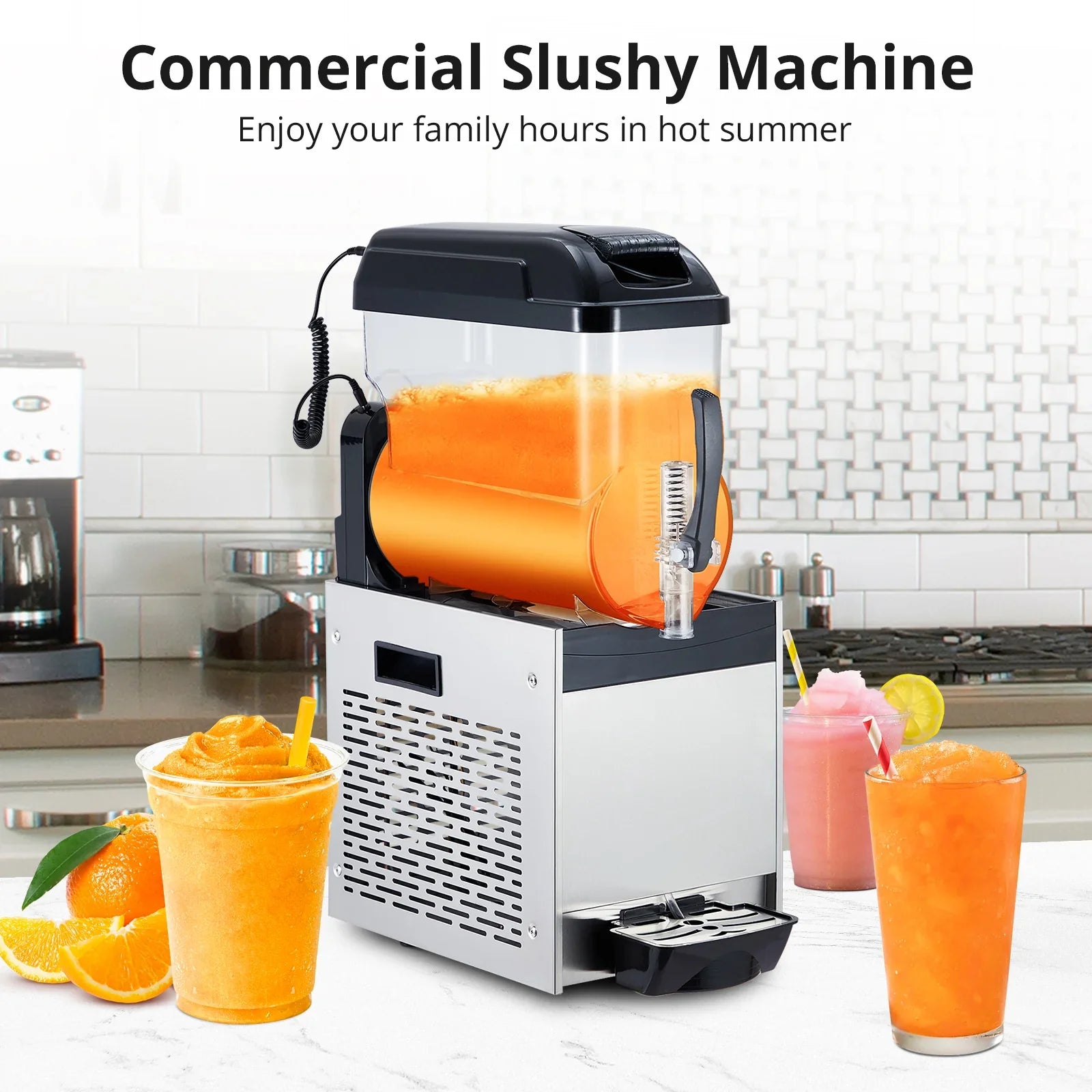 Garvee Professionelle Slush Maschine 12 L, Frozen Drink Maschine mit Selbstreinigung für Cocktails, Margaritas, Smoothies und Granita, Ideal für Café, Bar und Restaurant