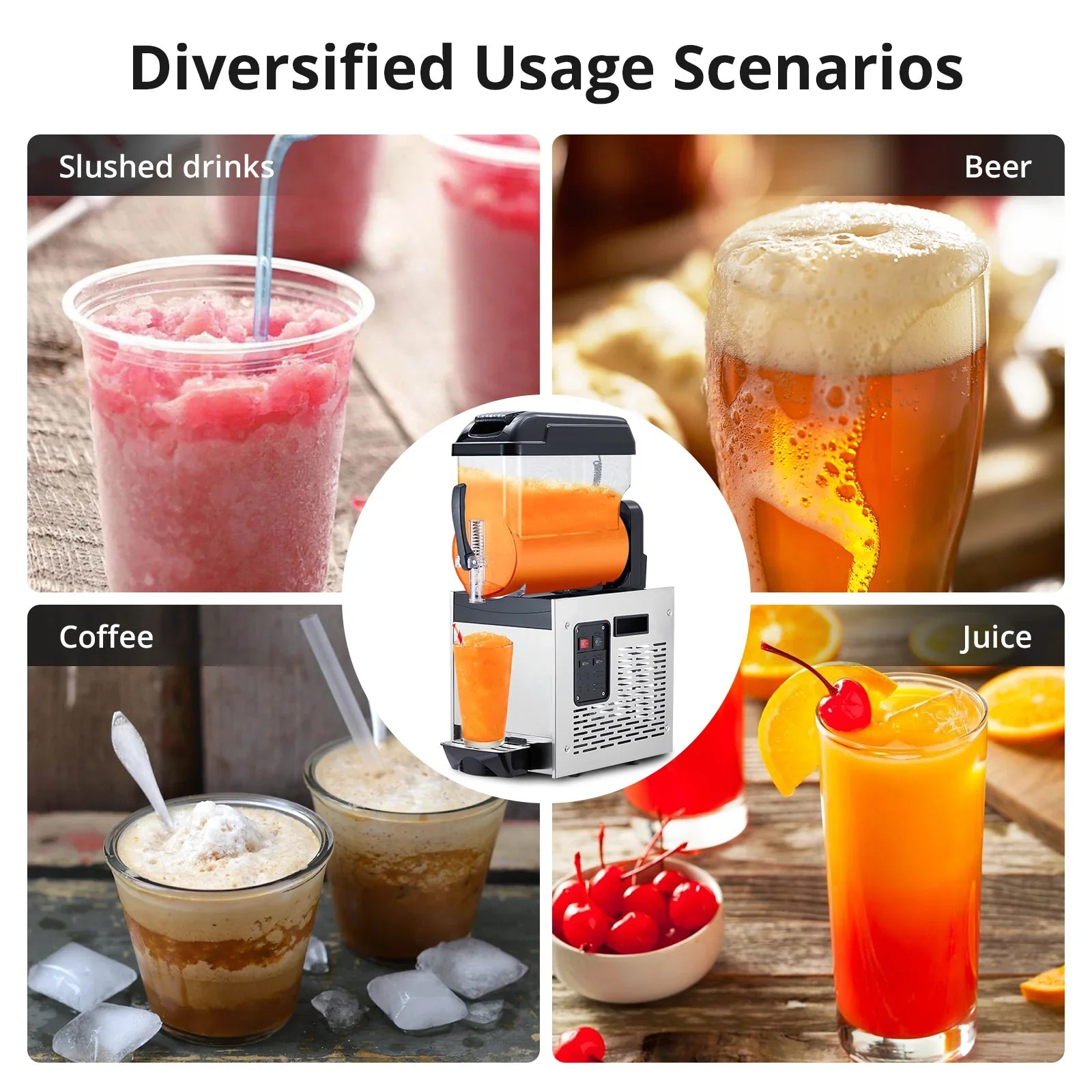 Garvee Professionelle Slush Maschine 12 L, Frozen Drink Maschine mit Selbstreinigung für Cocktails, Margaritas, Smoothies und Granita, Ideal für Café, Bar und Restaurant