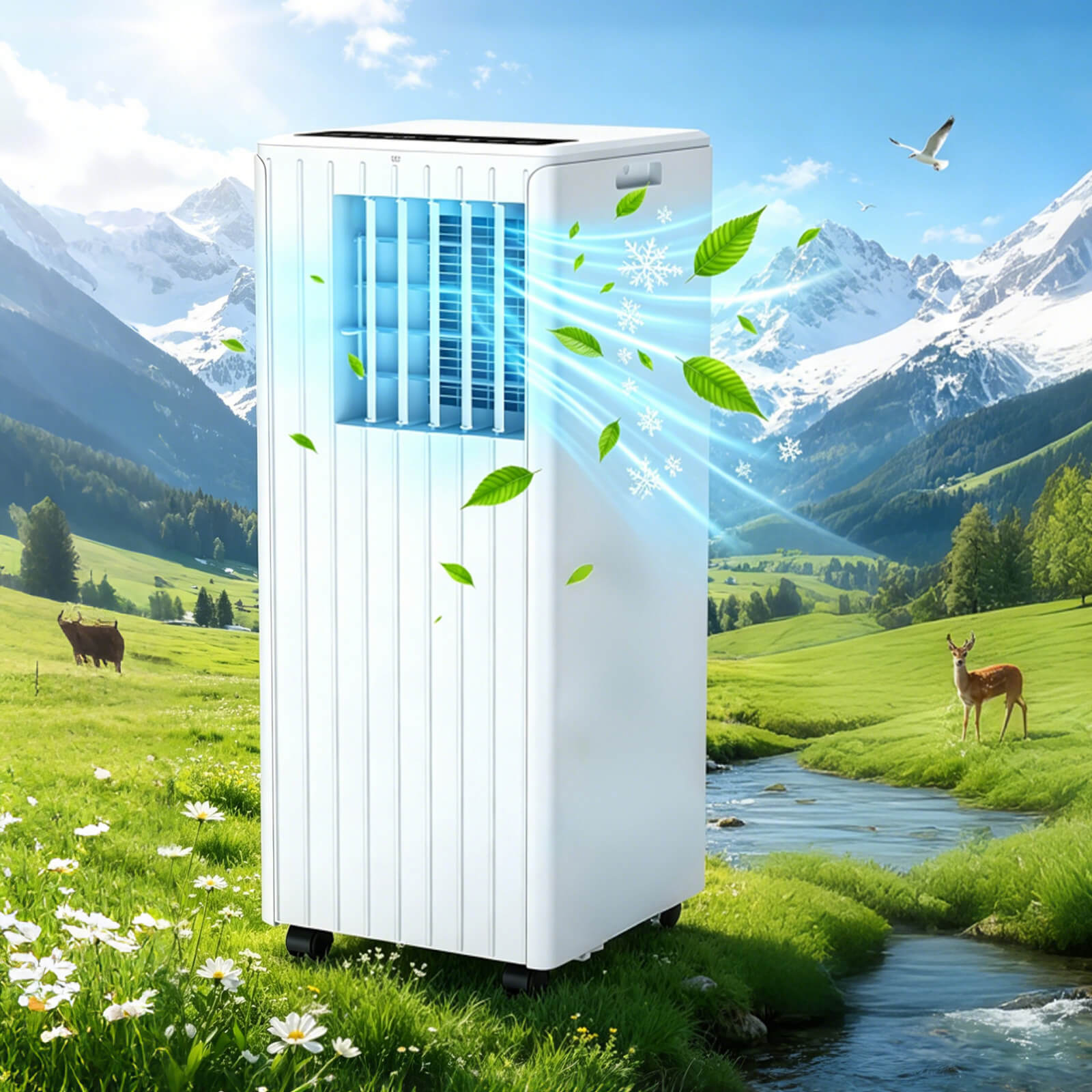 Garvee Mobiles Klimagerät 7000 BTU, 3-in-1 Klimaanlage mit Luftentfeuchter & Ventilator, Leiser Betrieb, LED-Display & Fernbedienung, Für Räume bis 25 m²