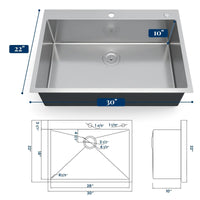 Garvee Edelstahl-Einbauspüle 76 x 56 cm, 1 Becken 25 cm tief, Zubehörset, für Küche & Bar