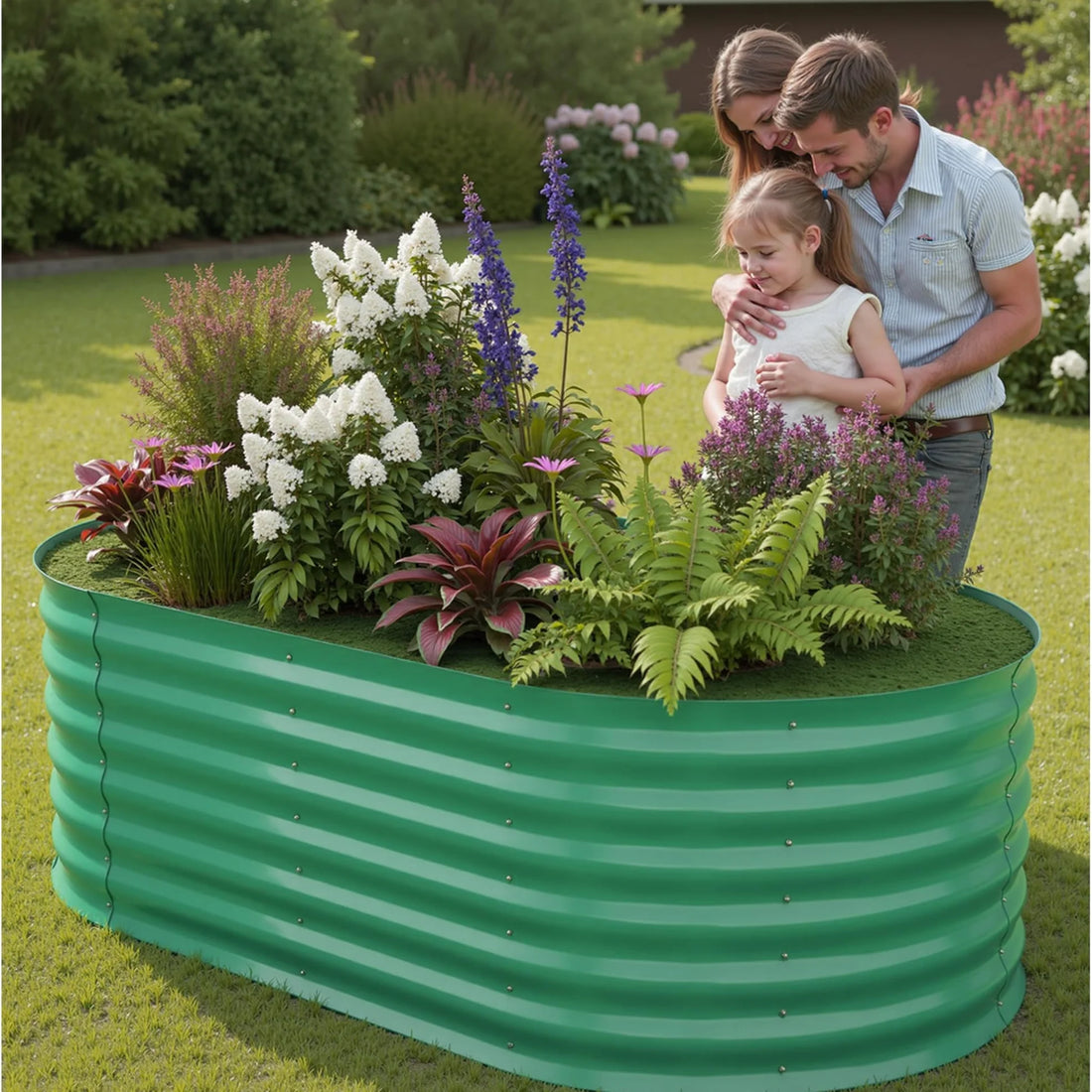 Garvee 1er Set Hochbeet Metall 183 x 90 x 60 cm, Verzinkt, Rostbeständig, Extra Tief, Grün