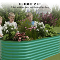 Garvee 1er Set Hochbeet Metall 183 x 90 x 60 cm, Verzinkt, Rostbeständig, Extra Tief, Grün