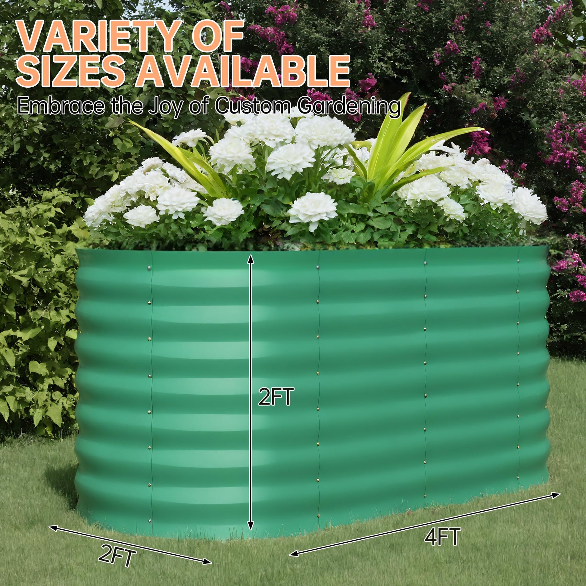Garvee 1er Set Hochbeet Metall 122 x 60 x 60 cm, Verzinkt, Rostbeständig, Extra Tief, Grün