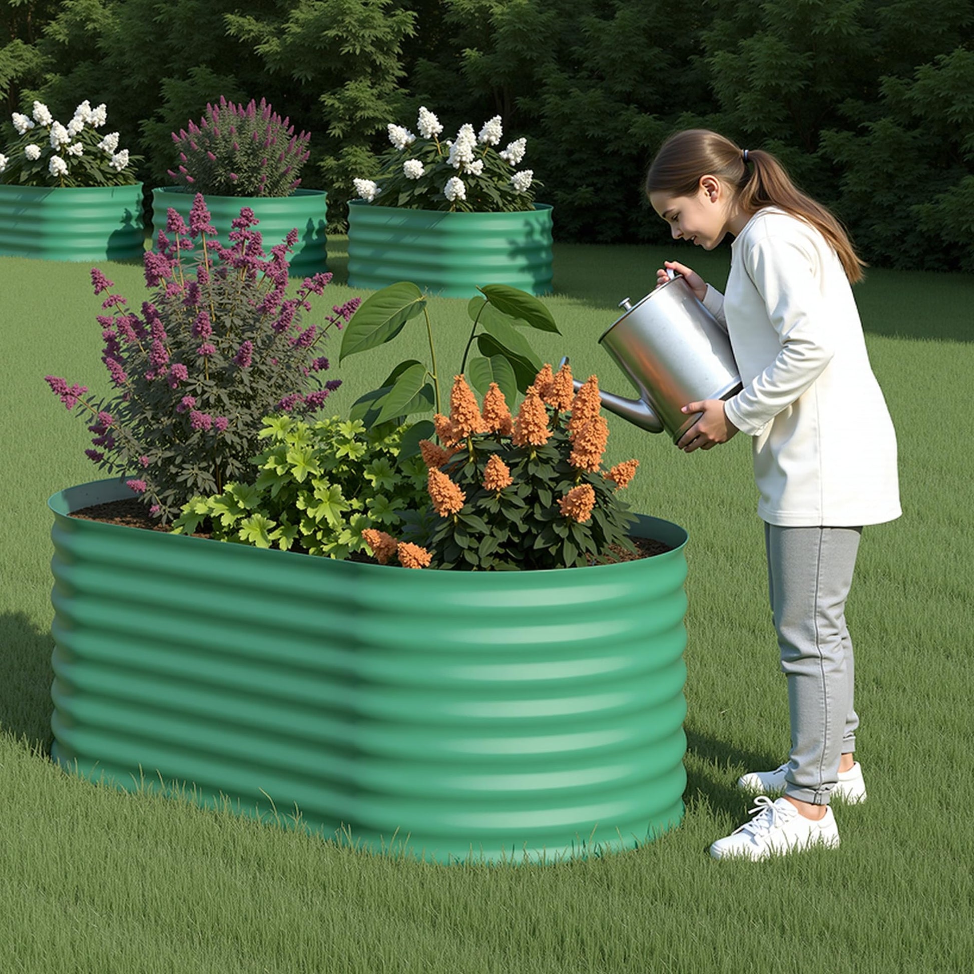 Garvee 1er Set Hochbeet Metall 122 x 60 x 60 cm, Verzinkt, Rostbeständig, Extra Tief, Grün