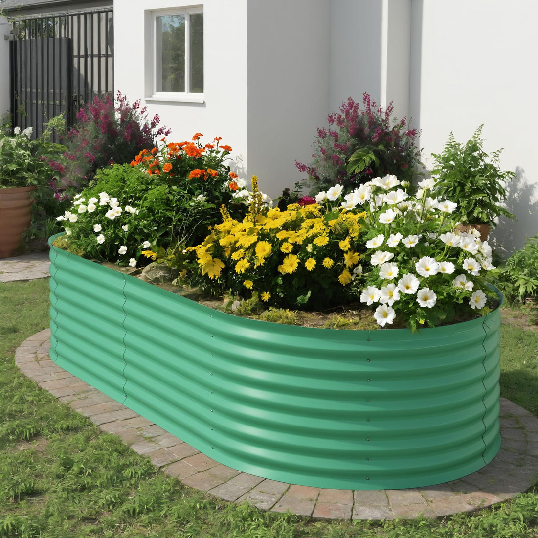 Garvee 1er Set Hochbeet Metall 122 x 60 x 60 cm, Verzinkt, Rostbeständig, Extra Tief, Grün