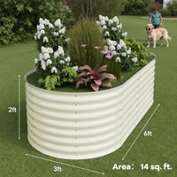 Garvee Hochbeet Metall 183 x 90 x 60 cm, Verzinkt, Rostbeständig, Extra Tief, Beige, 1er Set