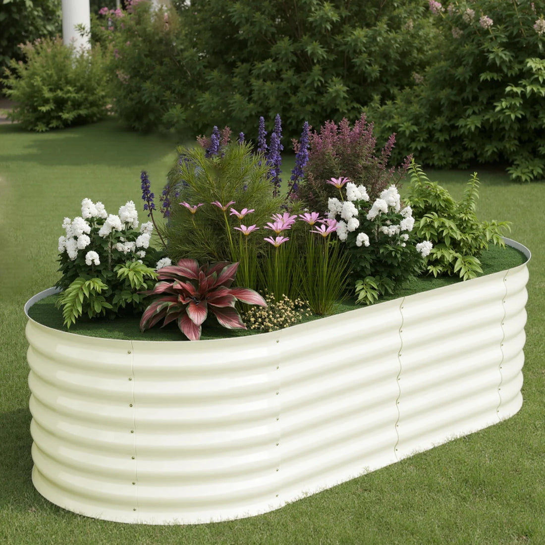 Garvee Hochbeet Metall 183 x 90 x 60 cm, Verzinkt, Rostbeständig, Extra Tief, Beige, 1er Set