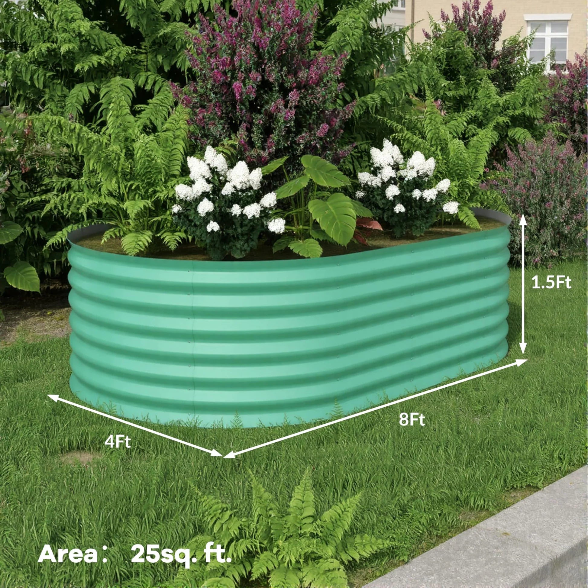 Garvee 1er Set Hochbeet Metall 244 × 122 × 45 cm, Verzinkt, Rostbeständig, Extra Tief, Grün