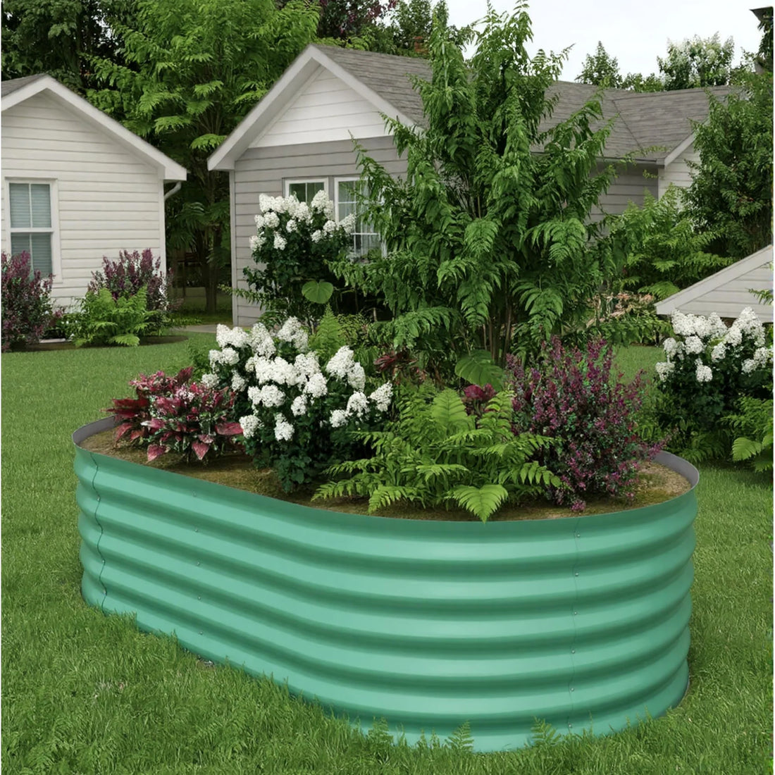Garvee 1er Set Hochbeet Metall 244 × 122 × 45 cm, Verzinkt, Rostbeständig, Extra Tief, Grün