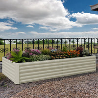GARVEE Verzinktes Hochbeet 244 × 122 × 61 cm, Metall Pflanzbeet mit Offenem Boden, Rostbeständig und Wetterfest für Gemüse, Kräuter, Blumen und Garten, Beige